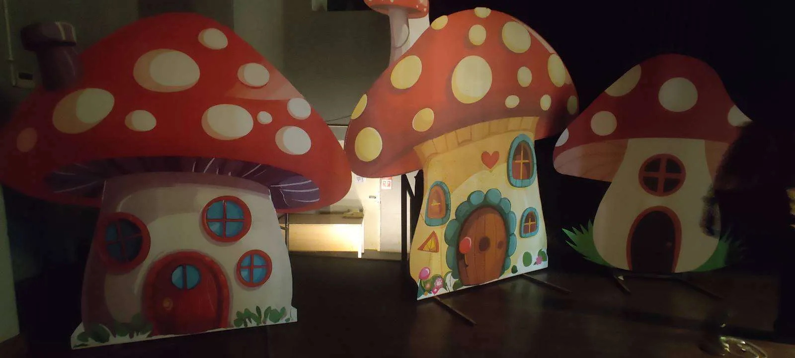 Painted mushroom house props