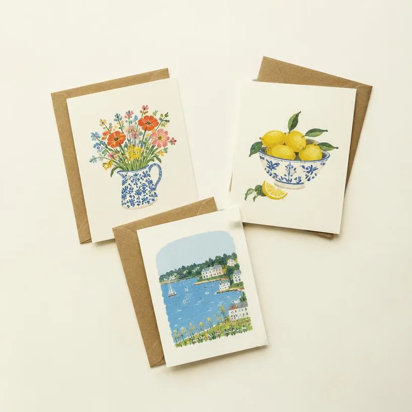Art greeting cards with kraft envelopes printed by Messketeers