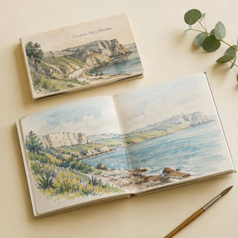 Custom artist sketchbooks printed by Messketeers